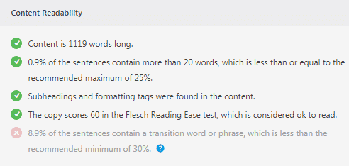 Content readability rank math seo