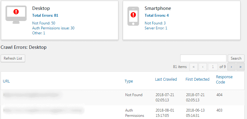 Crawl error rank math seo