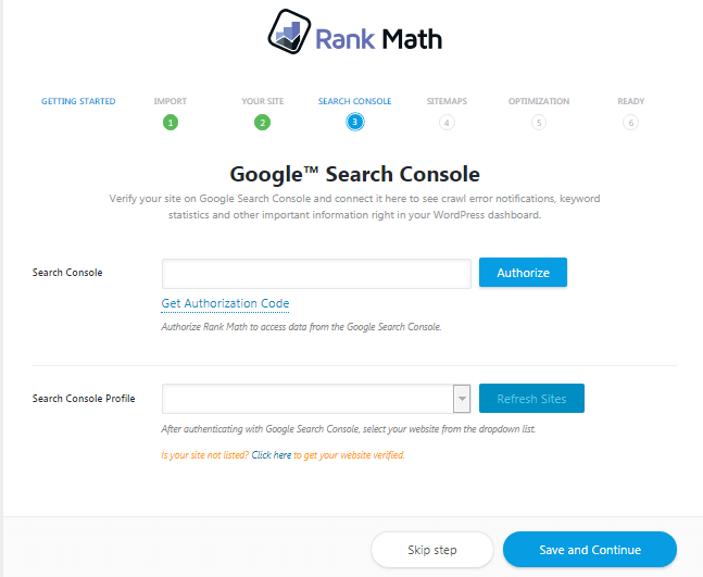 Rank Math Search Console setting rank math seo