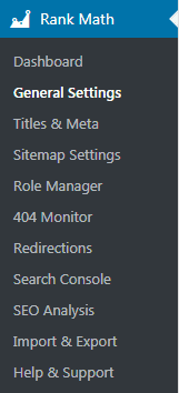 Rank Math Setting panles rank math seo