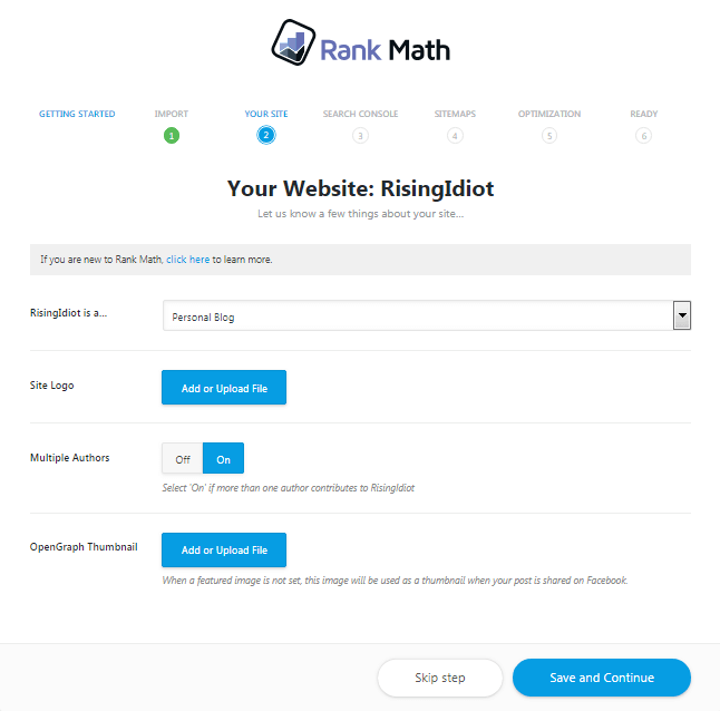 Rank math Website Info rank math seo