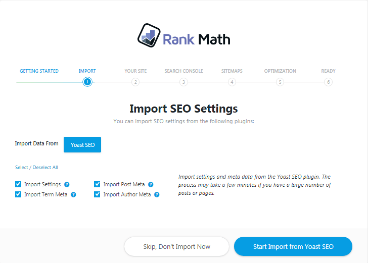 Rank Math import feature