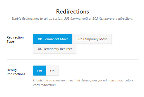 Redirections settings rank math seo