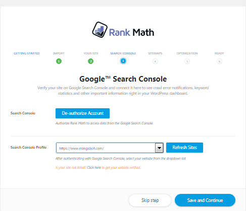 rank math Search console authorization complete rank math seo