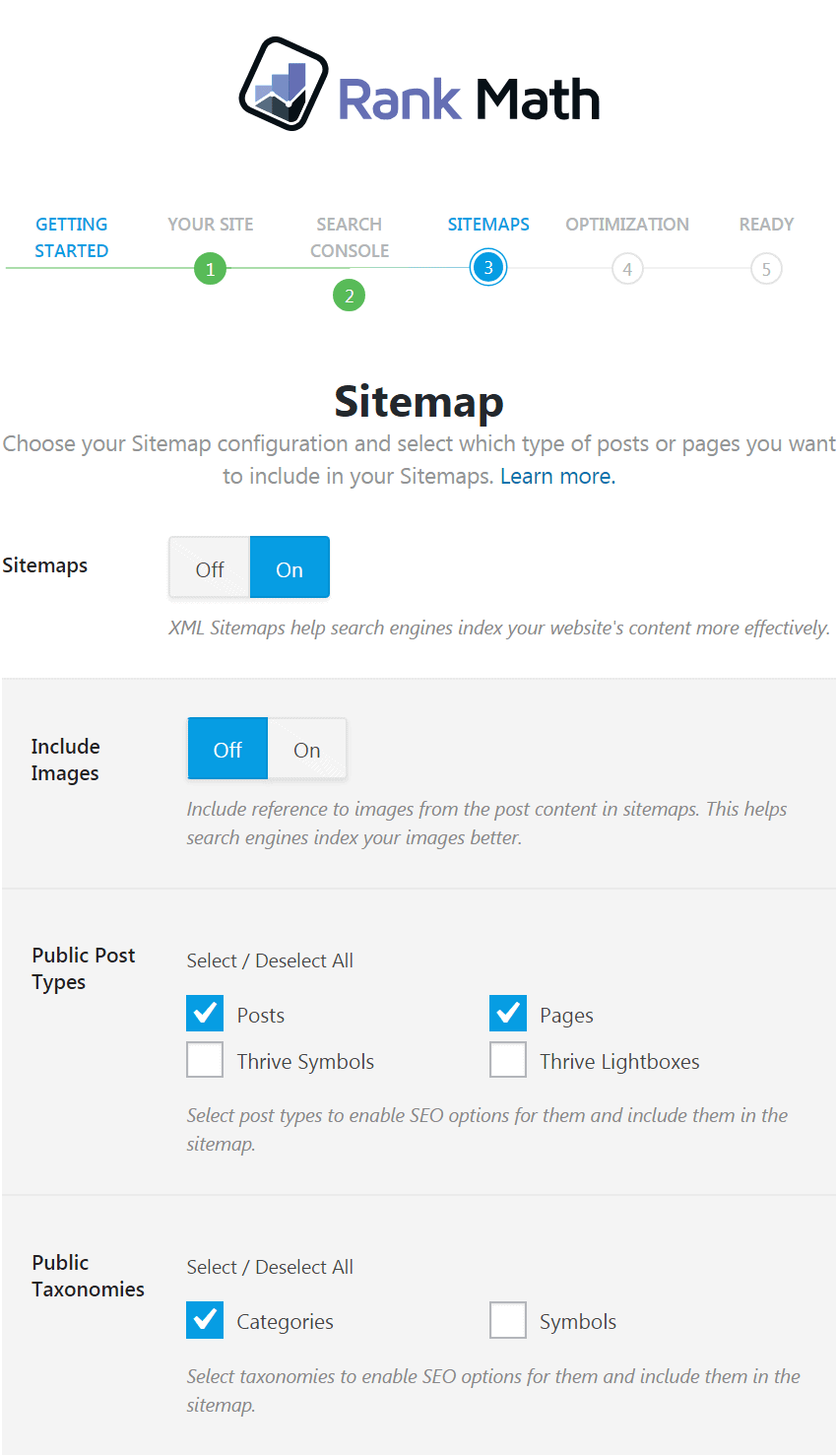 Rank Math Sitemap Setup
