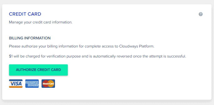 Cloudways authorize payment option authorize payment option in cloudways