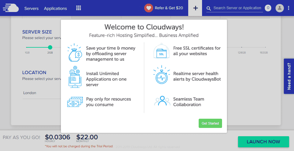 Cloudways welcome page cloudways coupon