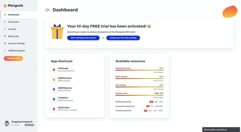 KWFinder DashBoard KWFinder DashBoard