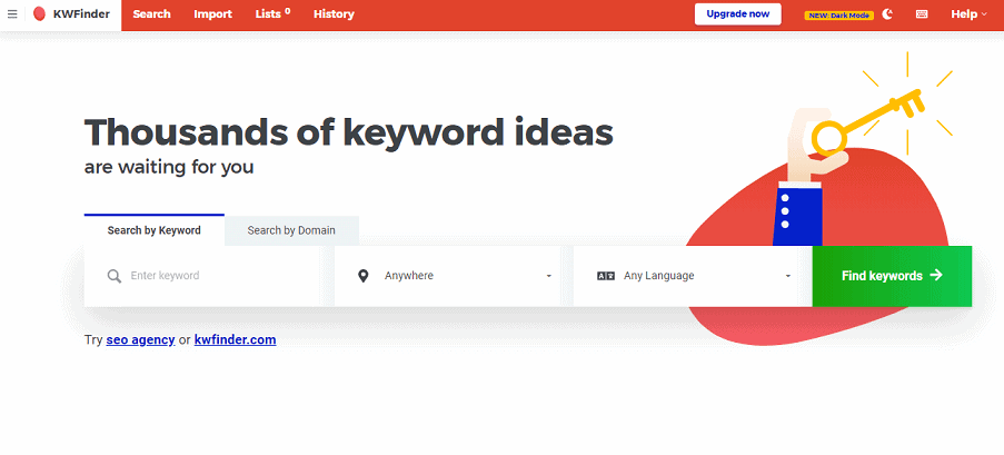 KWFinder2 KWFinder interface