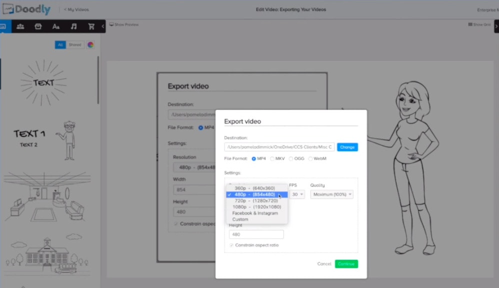 Doodly Video export option
