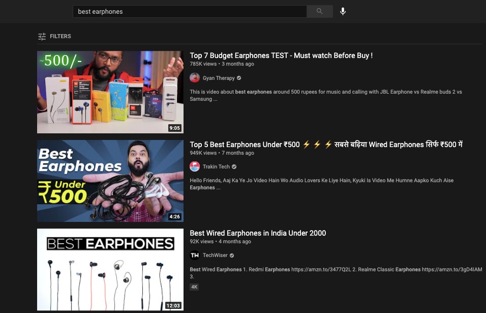 Youtube search result youtube seo