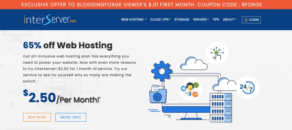 InterServer 0.01 Trial wordpress hosting free trial