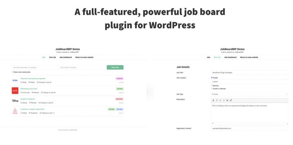 Job Board WP Job Board WP WordPress Job Application Plugin