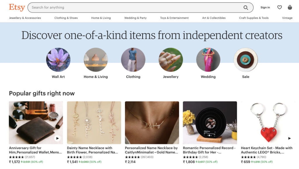 Etsy platforms to sell digital products