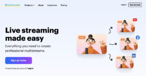 Restream homepage Landing page size