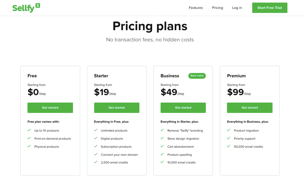Sellfy Pricing platforms to sell digital products