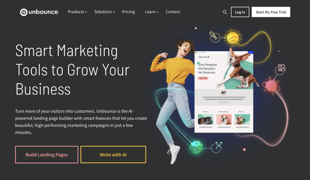 Unbounce homepage unbounce review
