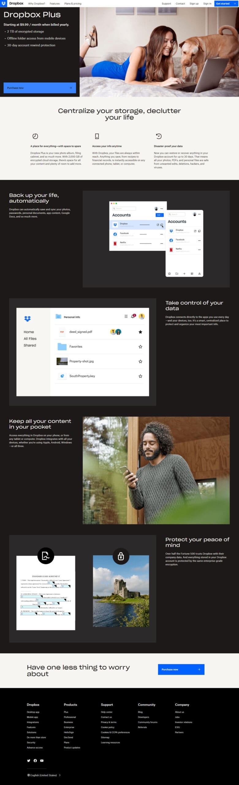 Dropbox landing page scaled landing page vs homepage