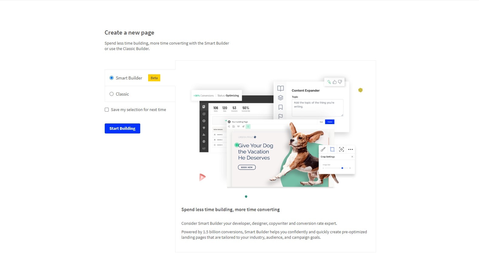 Choose unbounce builder