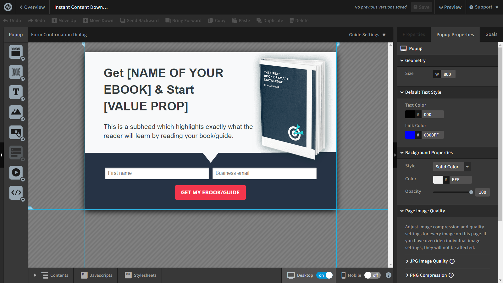 Unbounce popup editor unbounce review