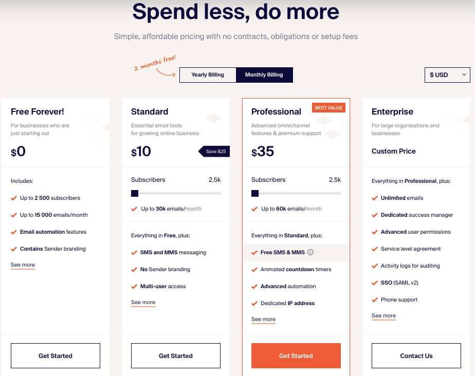 Sender Pricing Cheapest Email Marketing Service