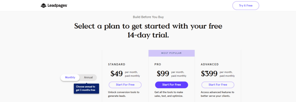 Leadpages pricing