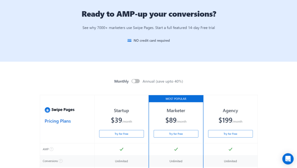 Swipe Pages Pricing